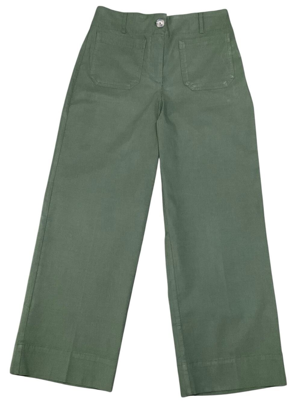Hilary Radley Women’s Wide Leg Cropped Ankle Stretch Pants Green Size 6 NWT